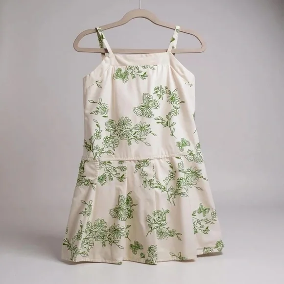 Amy Byer Girls Size 6 Y2K White Sundress Green Butterfly Floral Print - Picture 1 of 6